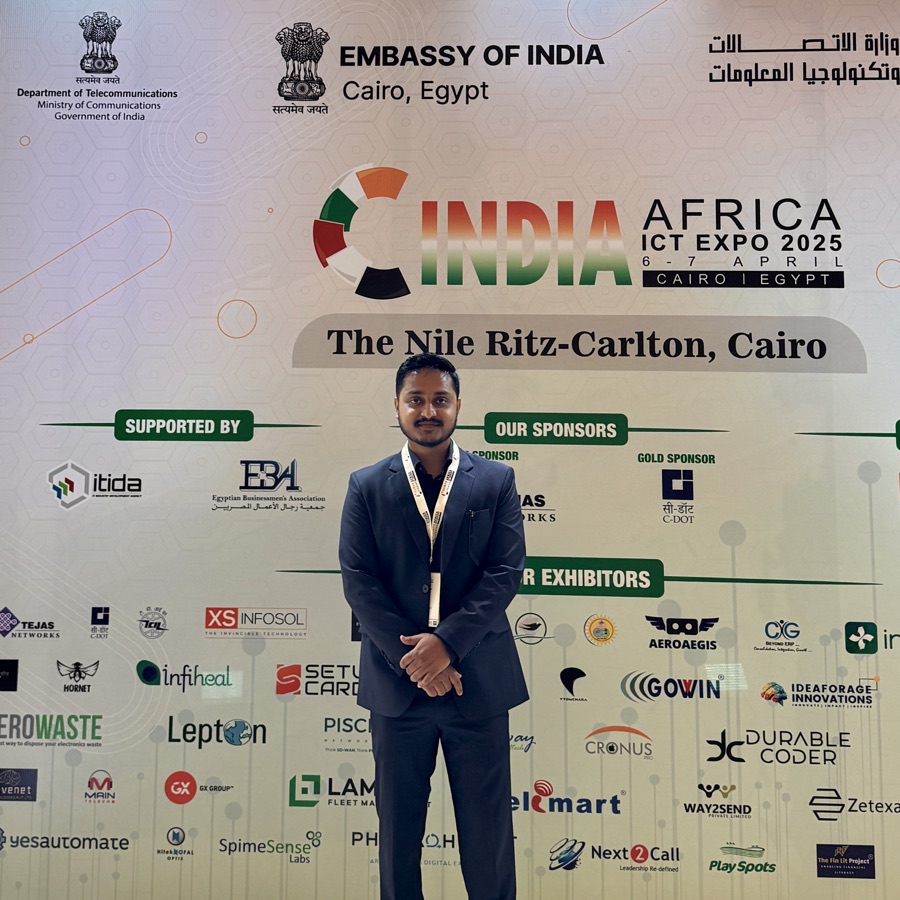Representing India at the India-Africa ICT Expo 2025 in Cairo — organised by TEPC with support from the Department of Telecommunications, GoI.